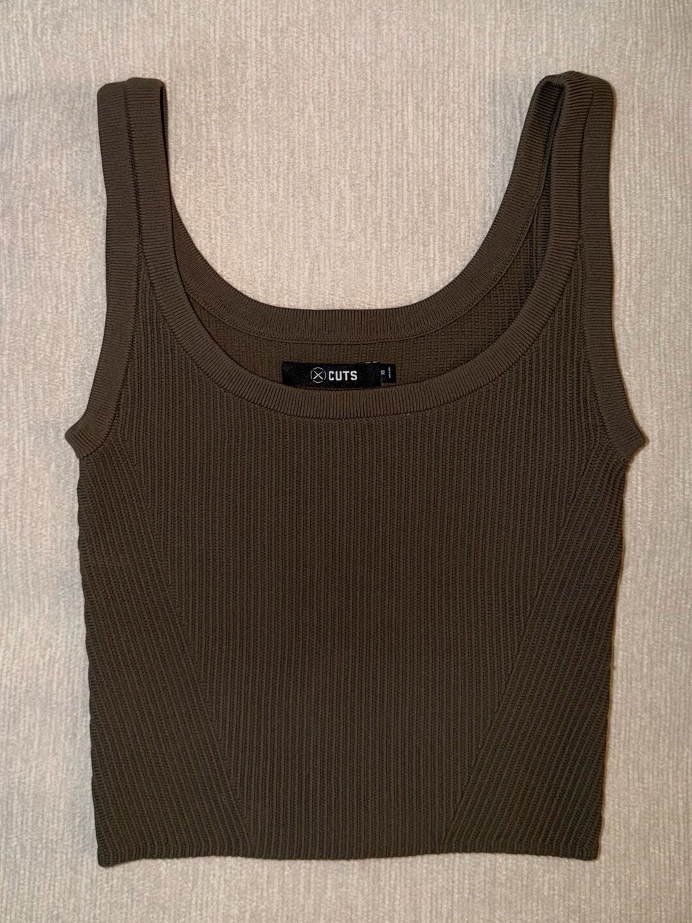 New Cuts Clothing Olive Ribbed Tank Top Slin Stretchy XS Core Flex